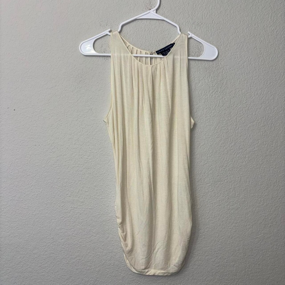 Vintage Ralph Lauren Cream Sleeveless Top Modal & Cashmere Women's Size Small S